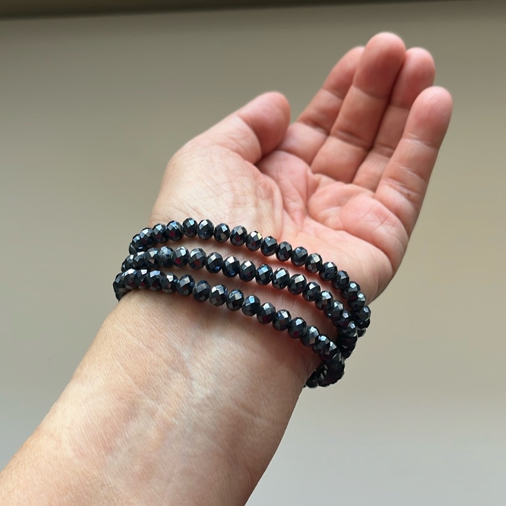 Blue bead and faux Diamond bracelet - Picture 3 of 5